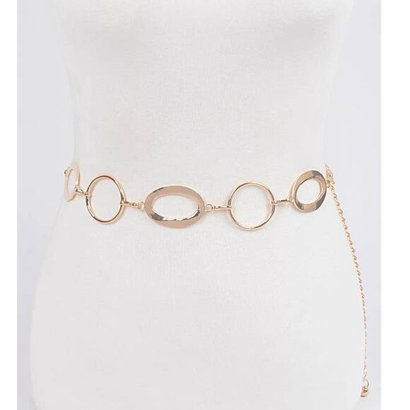 Multi Round Metal Chain Belt Gold - Picture 1 of 4